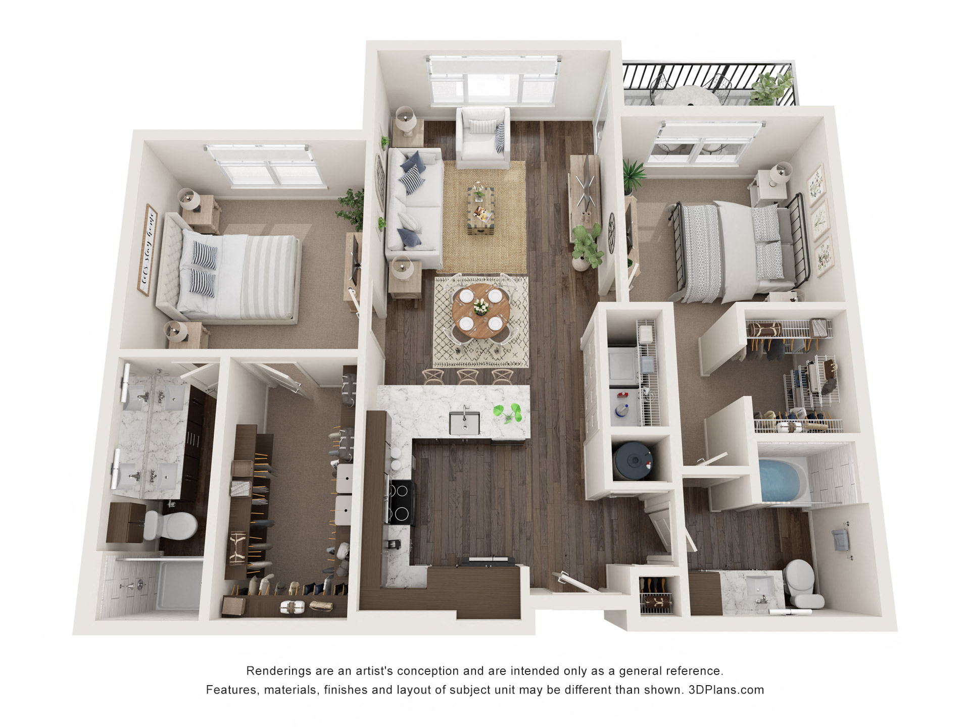 2 bed 2 bath floor plan at The Clearing at ONE28, Kansas, 66062